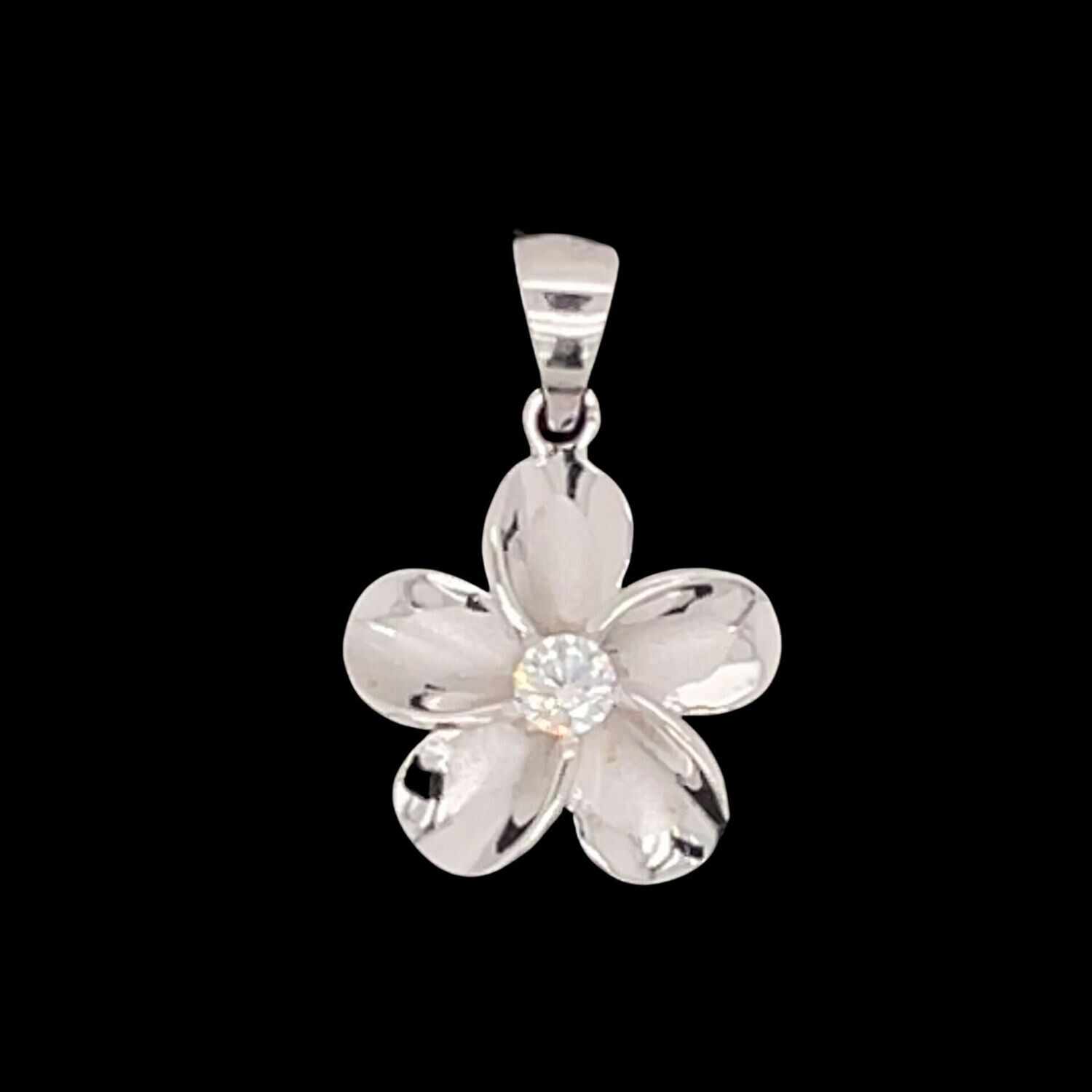 Sterling Silver & Cubic Zirconia Flower Pendant