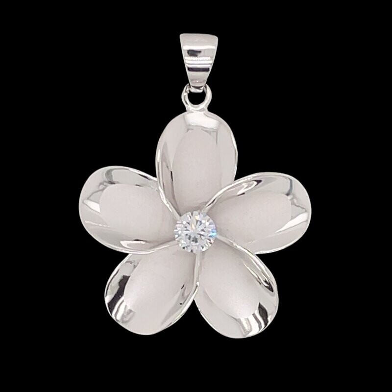 Sterling Silver & Cubic Zirconia Flower Pendant