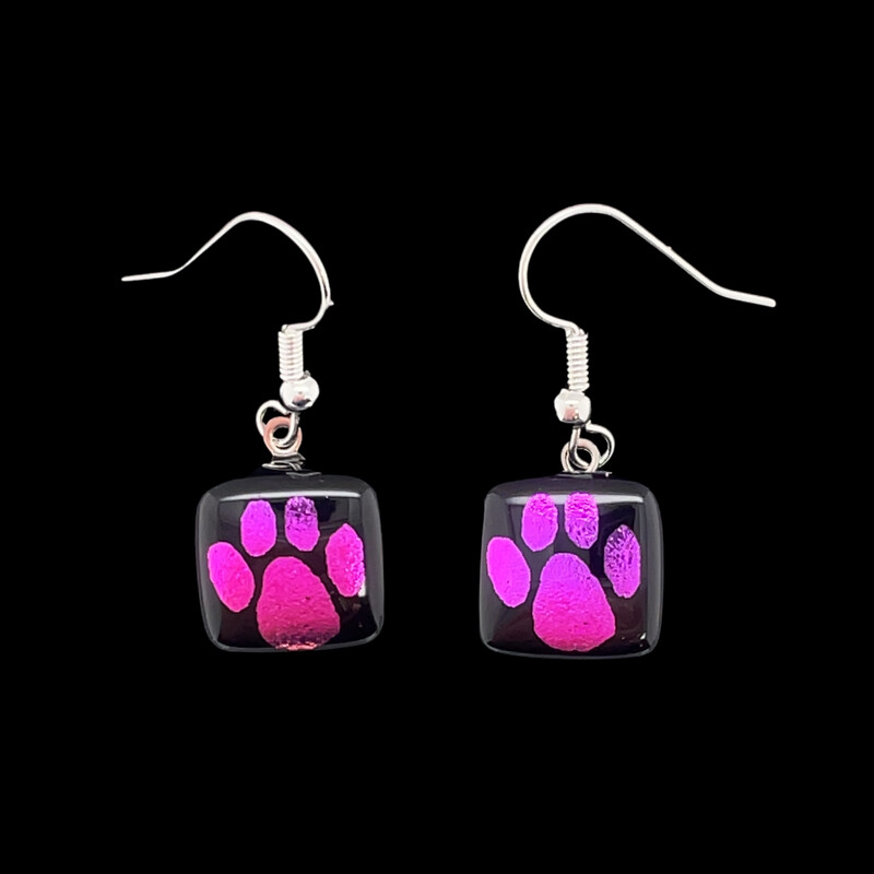 Glass Paw Print Earrings