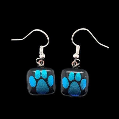 Glass Paw Print Earrings