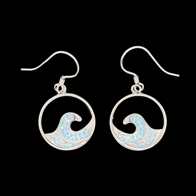 Blue Topaz Wave Earrings