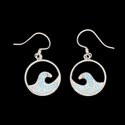Blue Topaz Wave Earrings