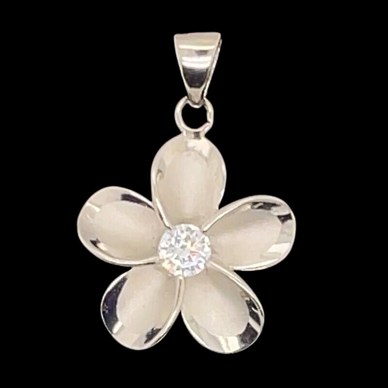 Sterling Silver & Cubic Zirconia Flower Pendant