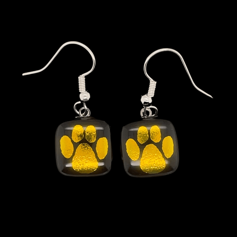 Glass Paw Print Earrings