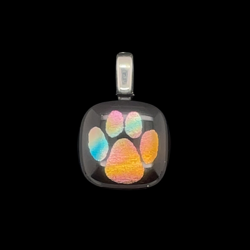 Dichroic Glass Paw Print Pendant
