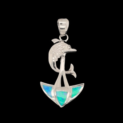 Opal Anchor with Dolphin Pendant