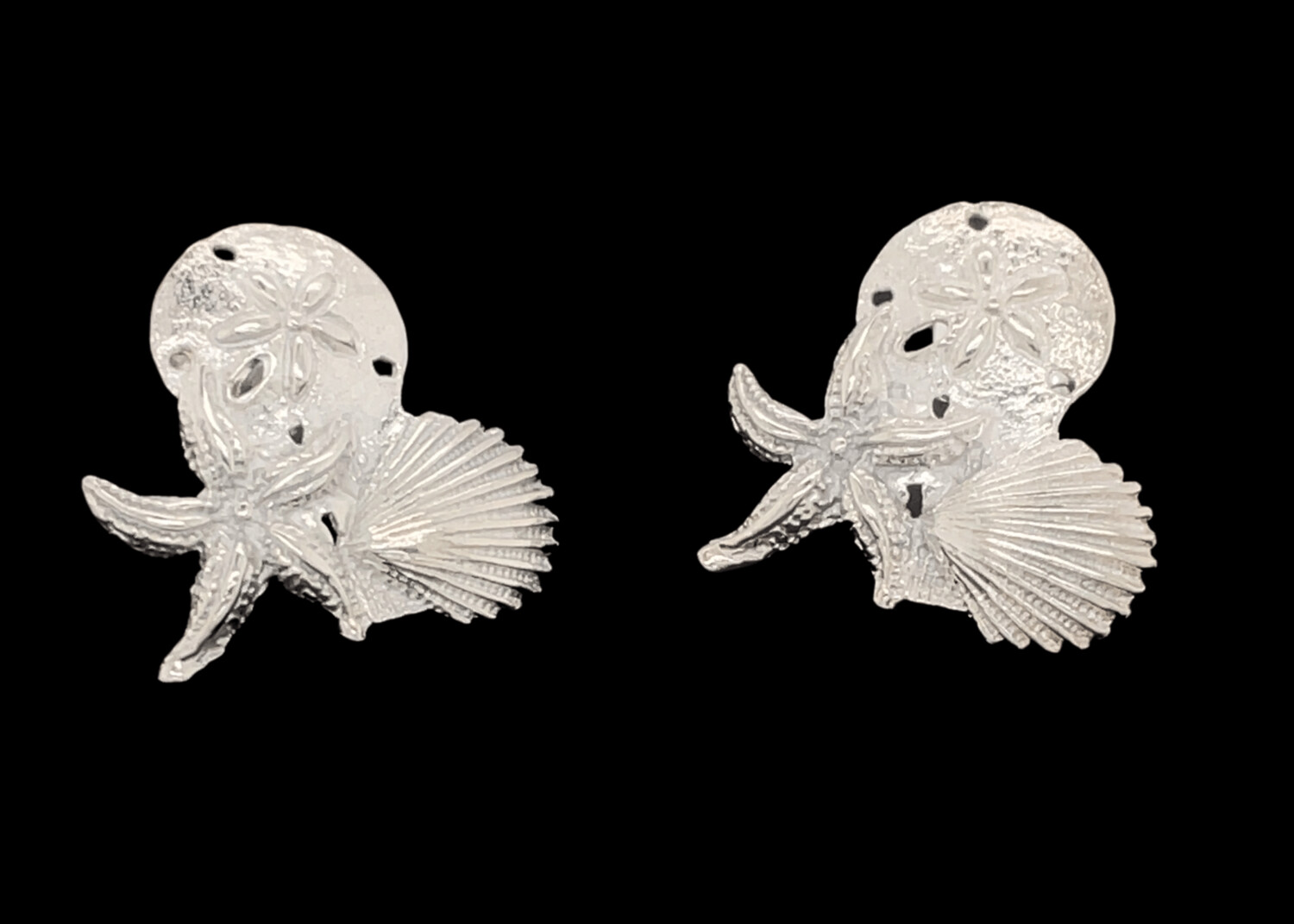 Sterling Silver Sand Dollar / Shell / Starfish Earrings