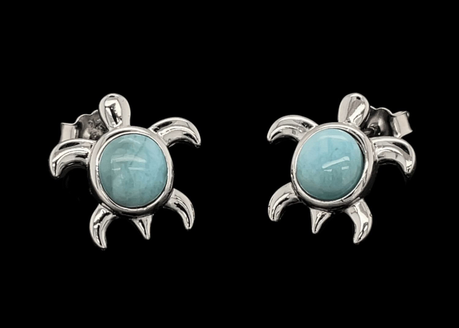 Larimar Turtle Earrings
