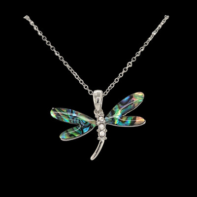 Abalone Dragonfly Pendant on Chain