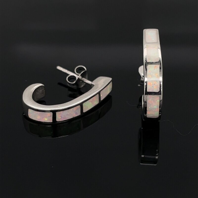 Opal "Half Hoop" Post Earrings