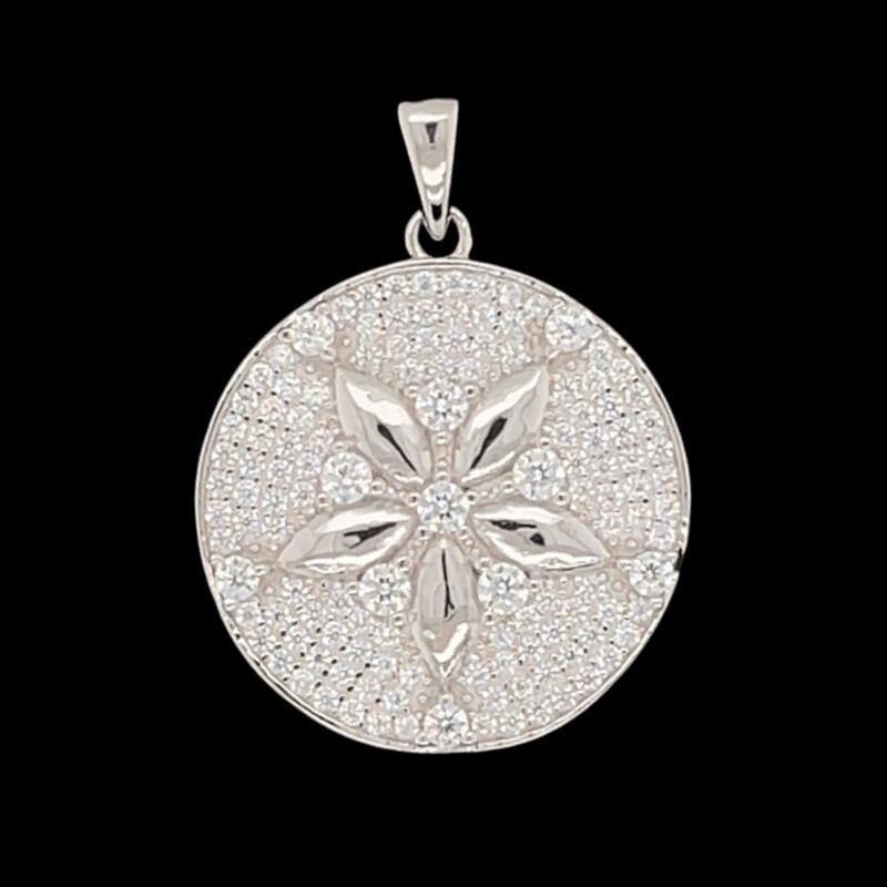 Cubic Zirconia Sand Dollar Pendant