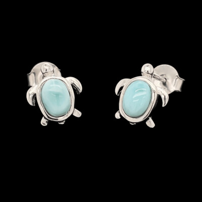 Larimar Turtle Earrings