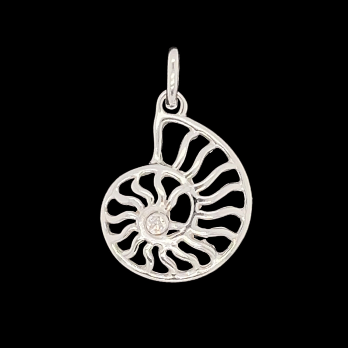 Sterling Silver & Cubic Zirconia Shell Pendant