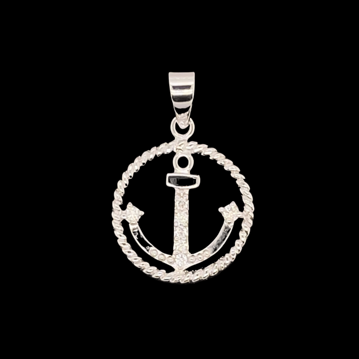 Cubic Zirconia Anchor Pendant