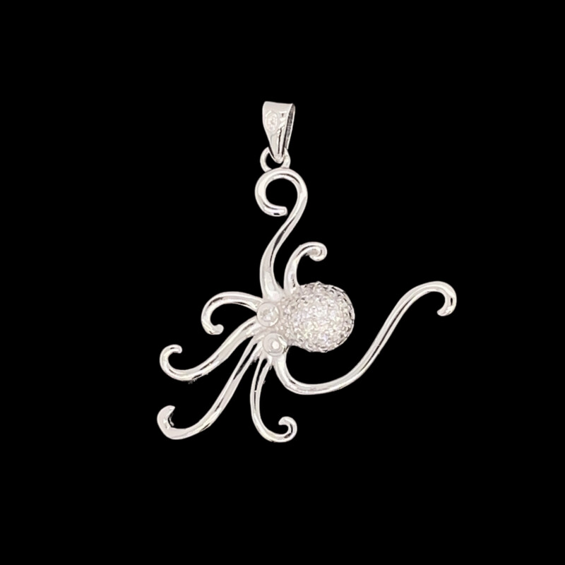 Cubic Zirconia Octopus Pendant