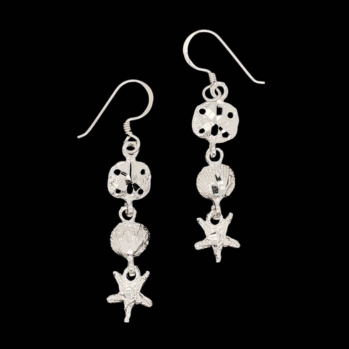 Sterling Silver Sand Dollar / Shell / Starfish Earrings