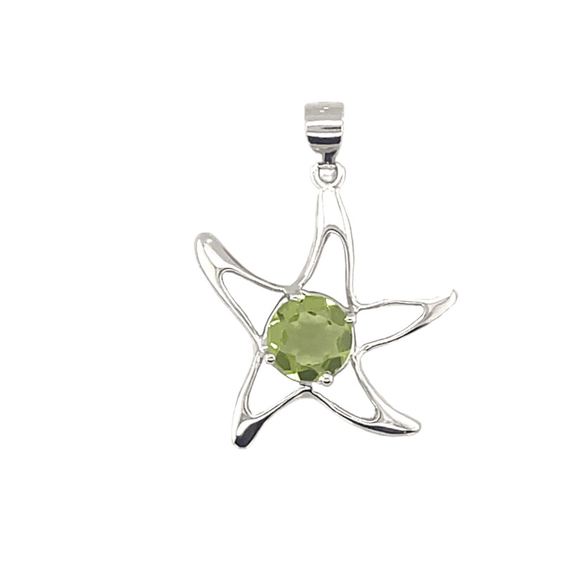 Sterling Silver & Peridot Starfish Pendant