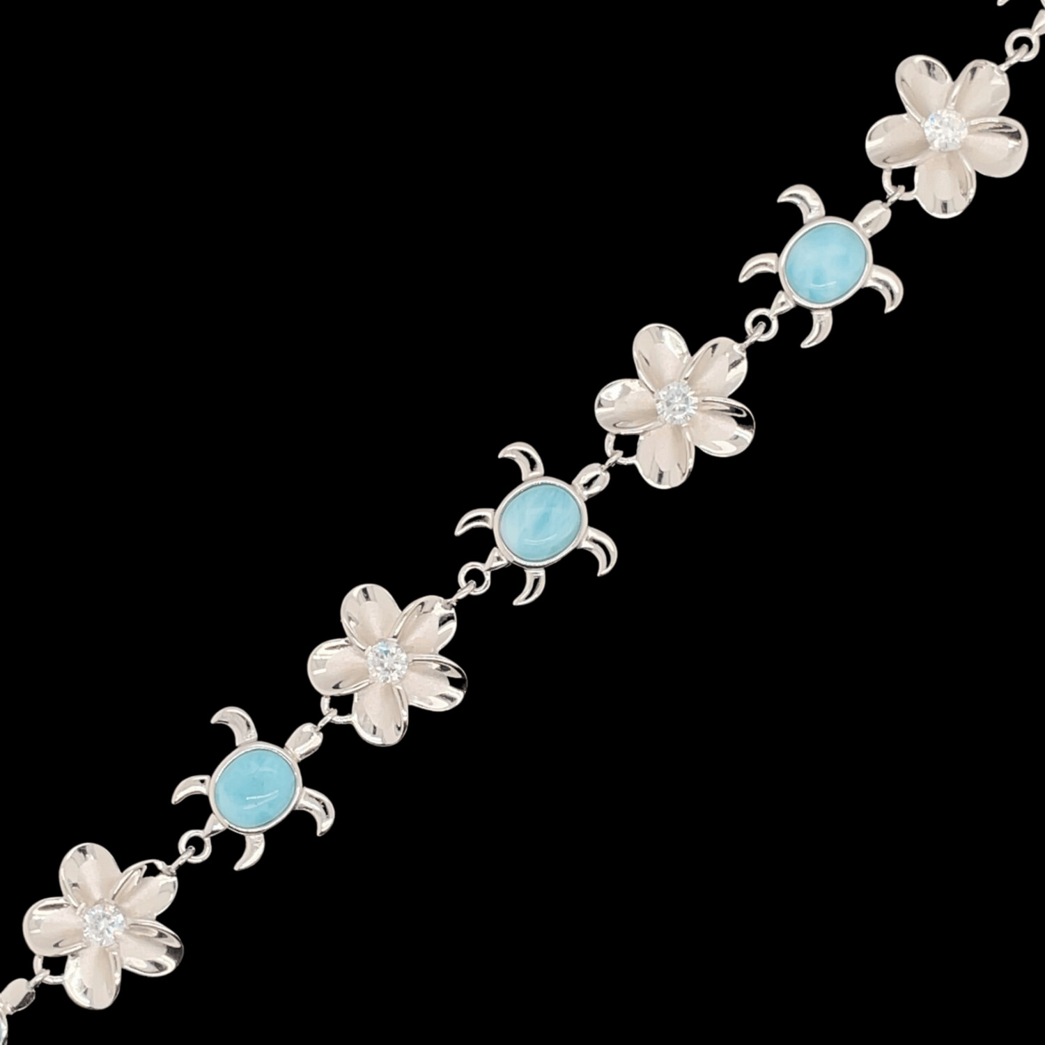 Larimar Turtle & Flower Bracelet