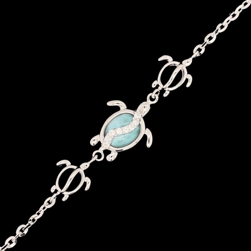 Larimar Turtle Ankle Bracelet