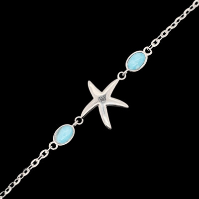 Larimar Starfish Ankle Bracelet