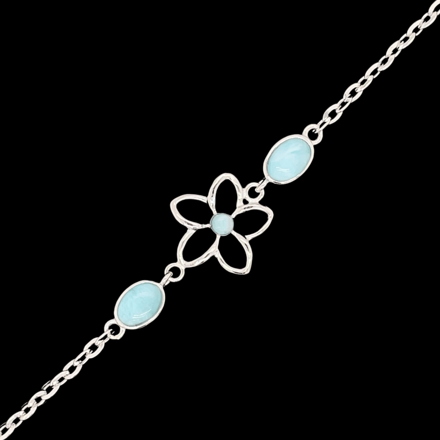 Larimar Flower Bracelet