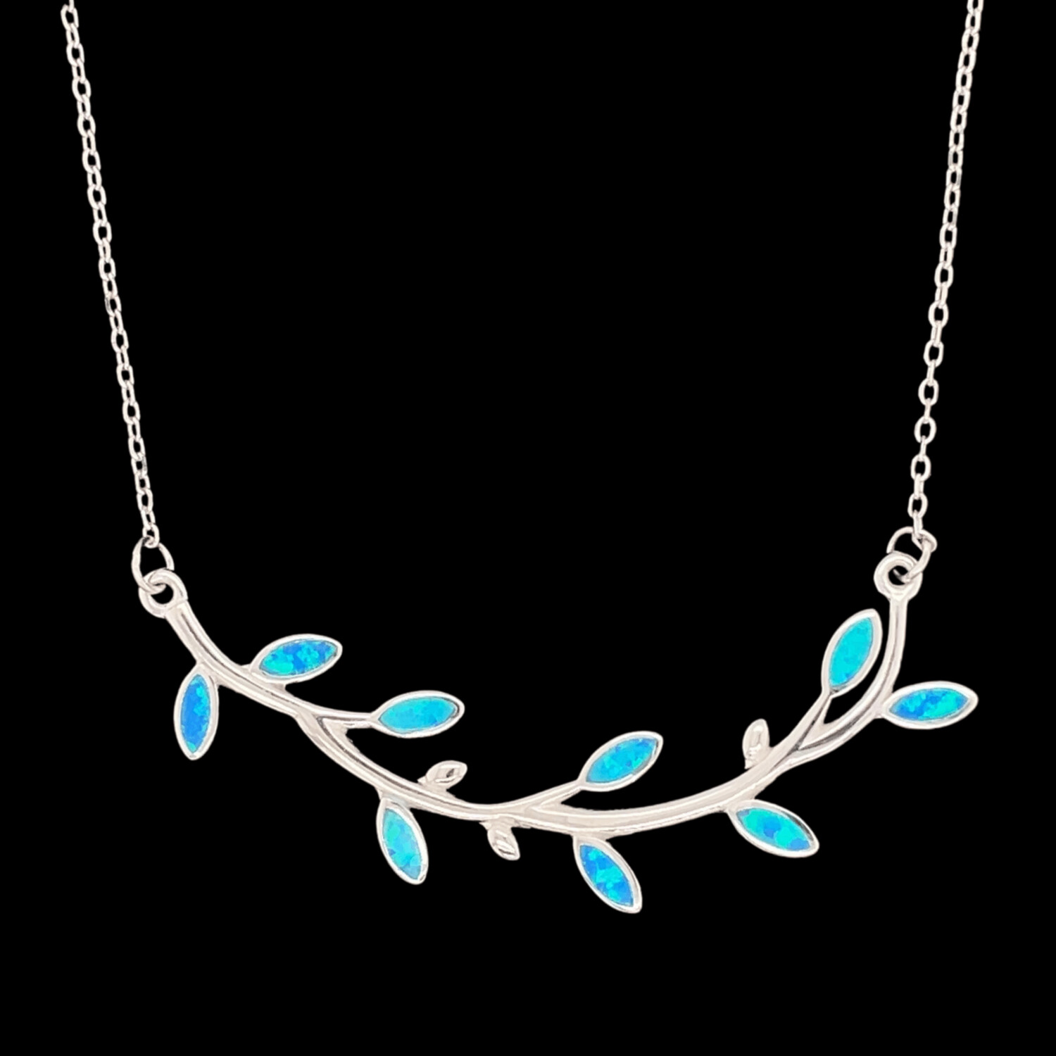 Opal & Sterling Silver Leaf Necklace