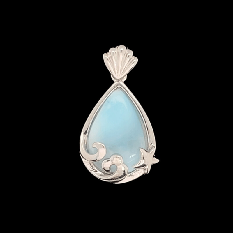 Larimar Wave & Starfish Pendant
