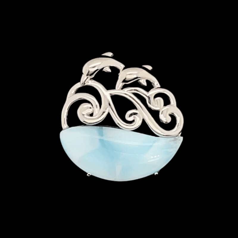 Larimar Wave & Dolphin Pendant