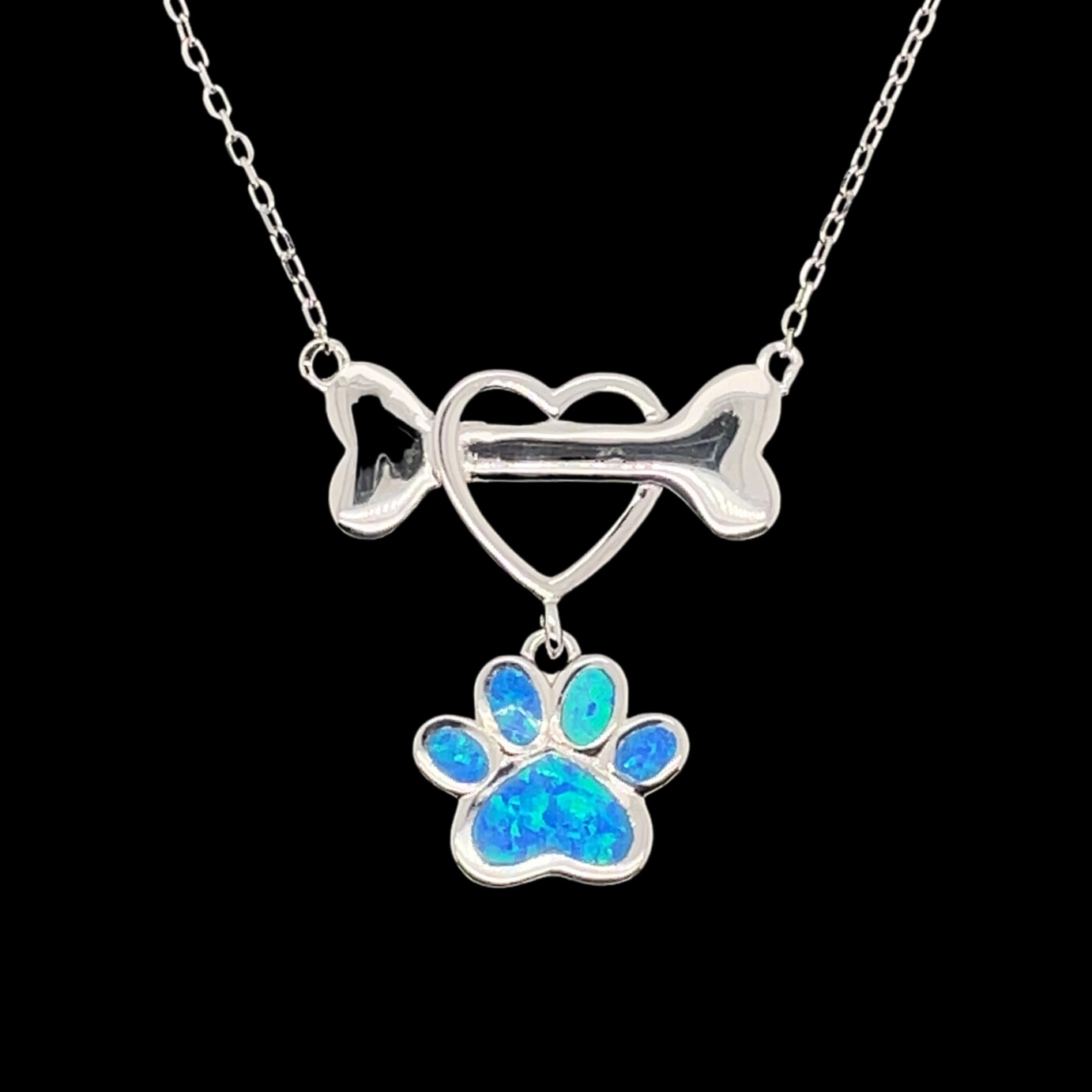 Sterling Silver Who Rescued Who Necklace with Paw Print Charm, Dog Adoption  Gift