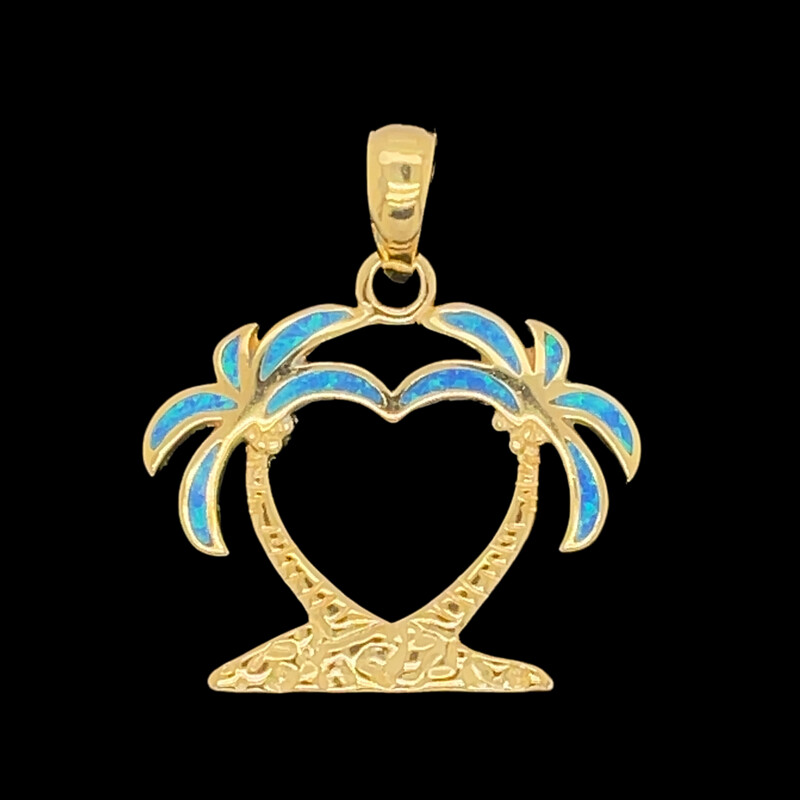 Opal Double Palm Tree Pendant