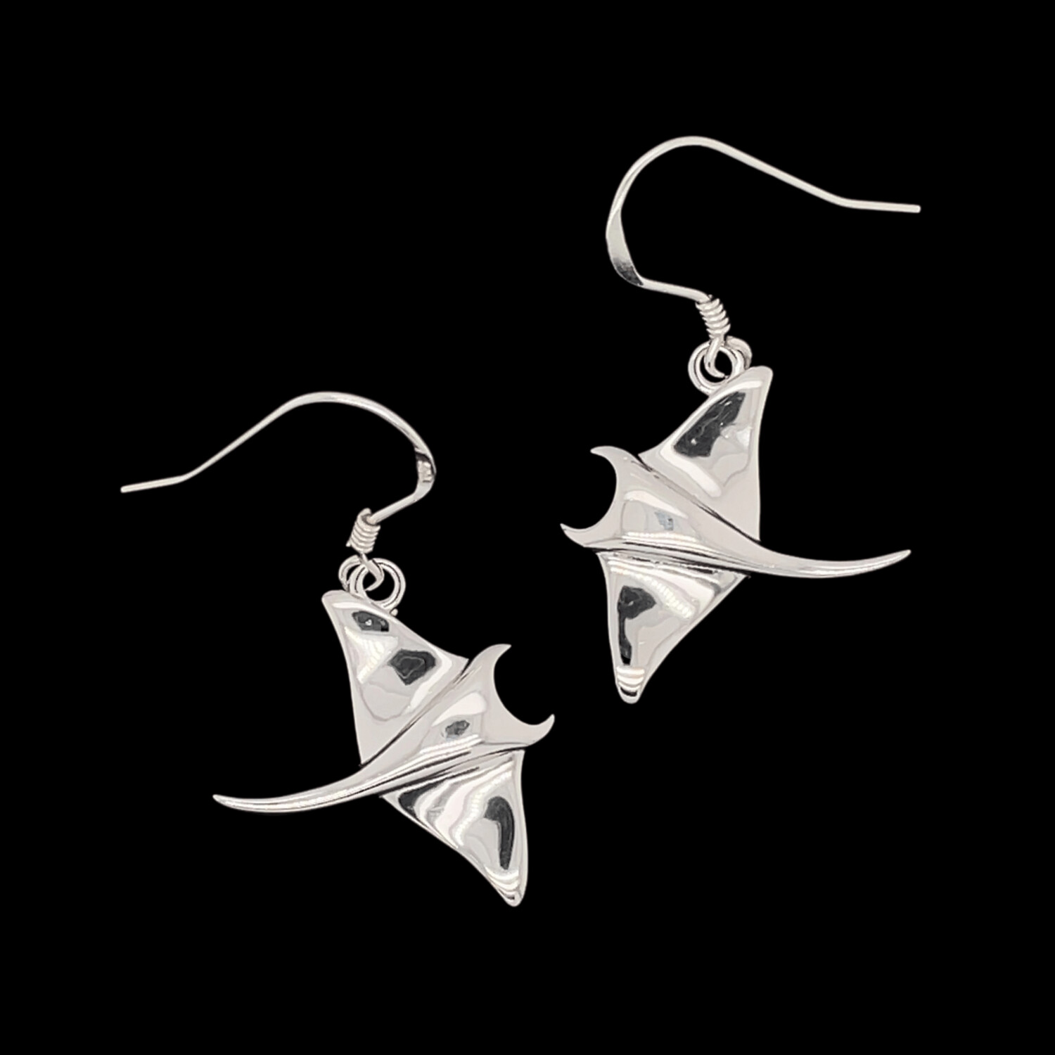 Sterling Silver Manta Ray Earrings