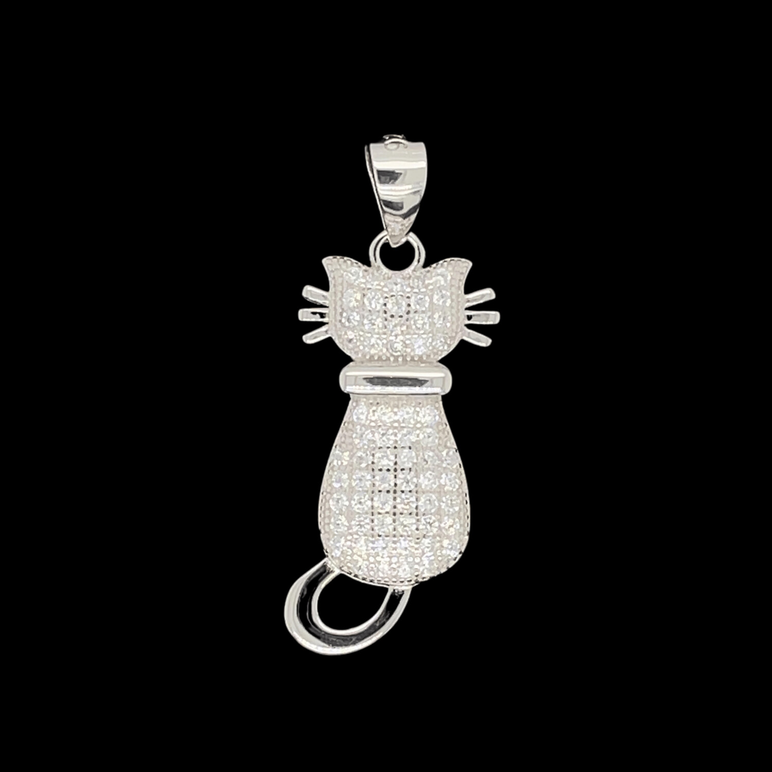 Cubic Zirconia Cat Pendant