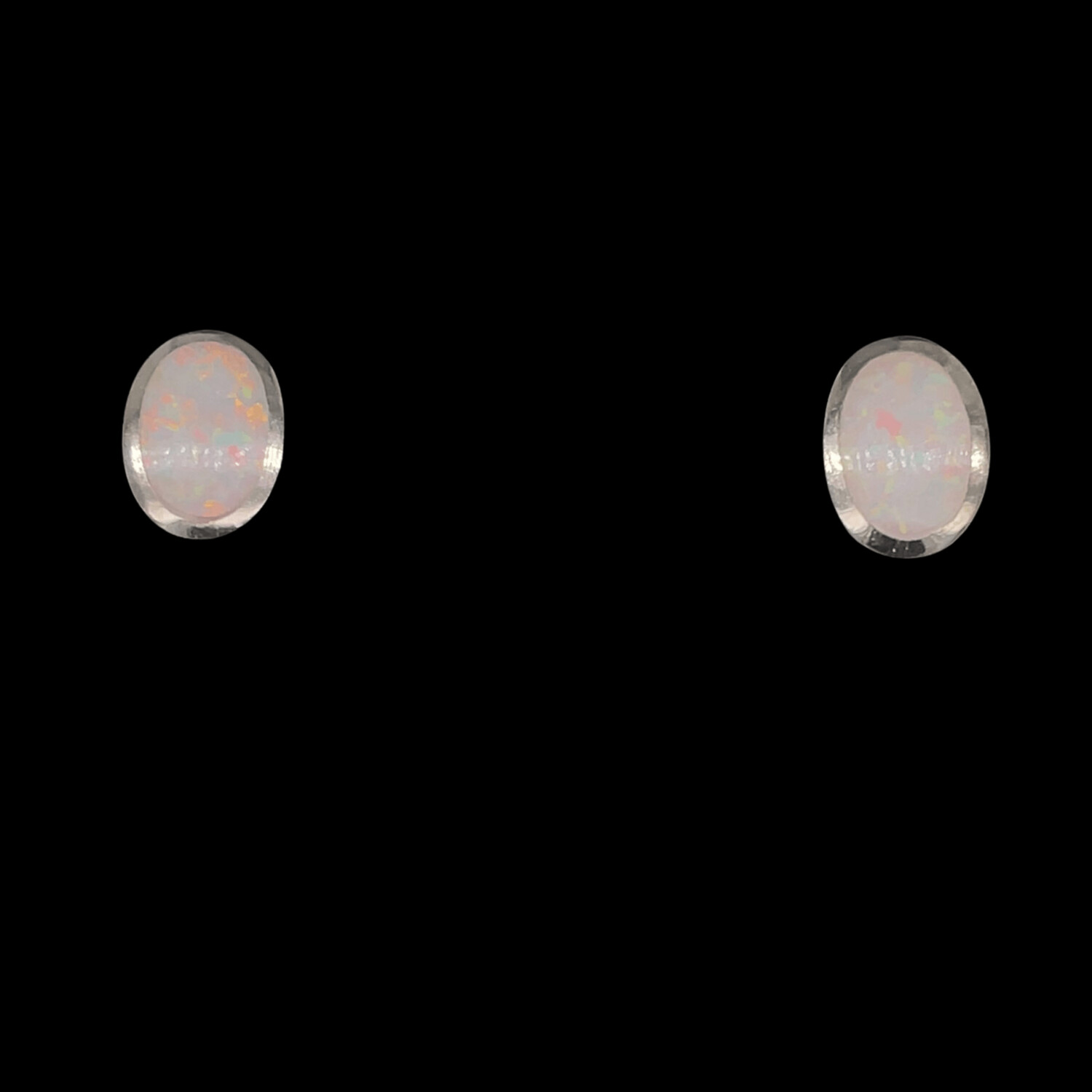 Opal Oval Earrings (White)