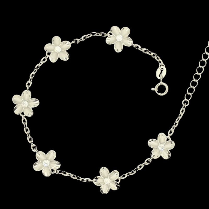 Sterling Silver Flower Bracelet