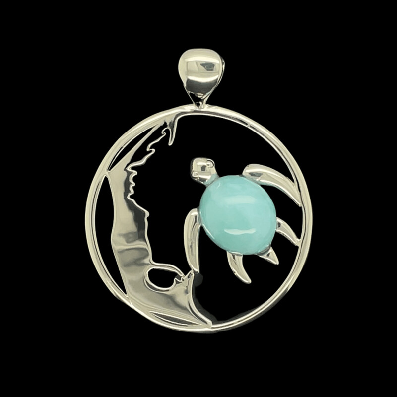 Sanibel Island Larimar Turtle Pendant