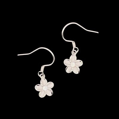 Sterling Silver & Cubic Zirconia Flower Earrings