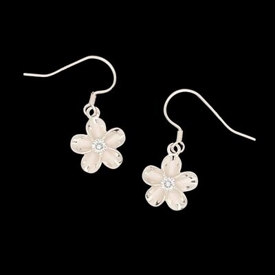 Sterling Silver & Cubic Zirconia Flower Earrings