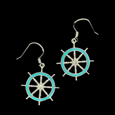 Opal Ship's Wheel Earrings