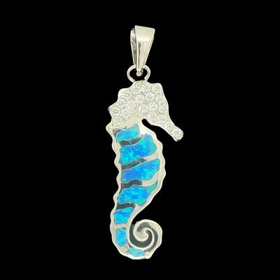 Opal & Cubic Zirconia Seahorse Pendant ***RETIRED DESIGN***