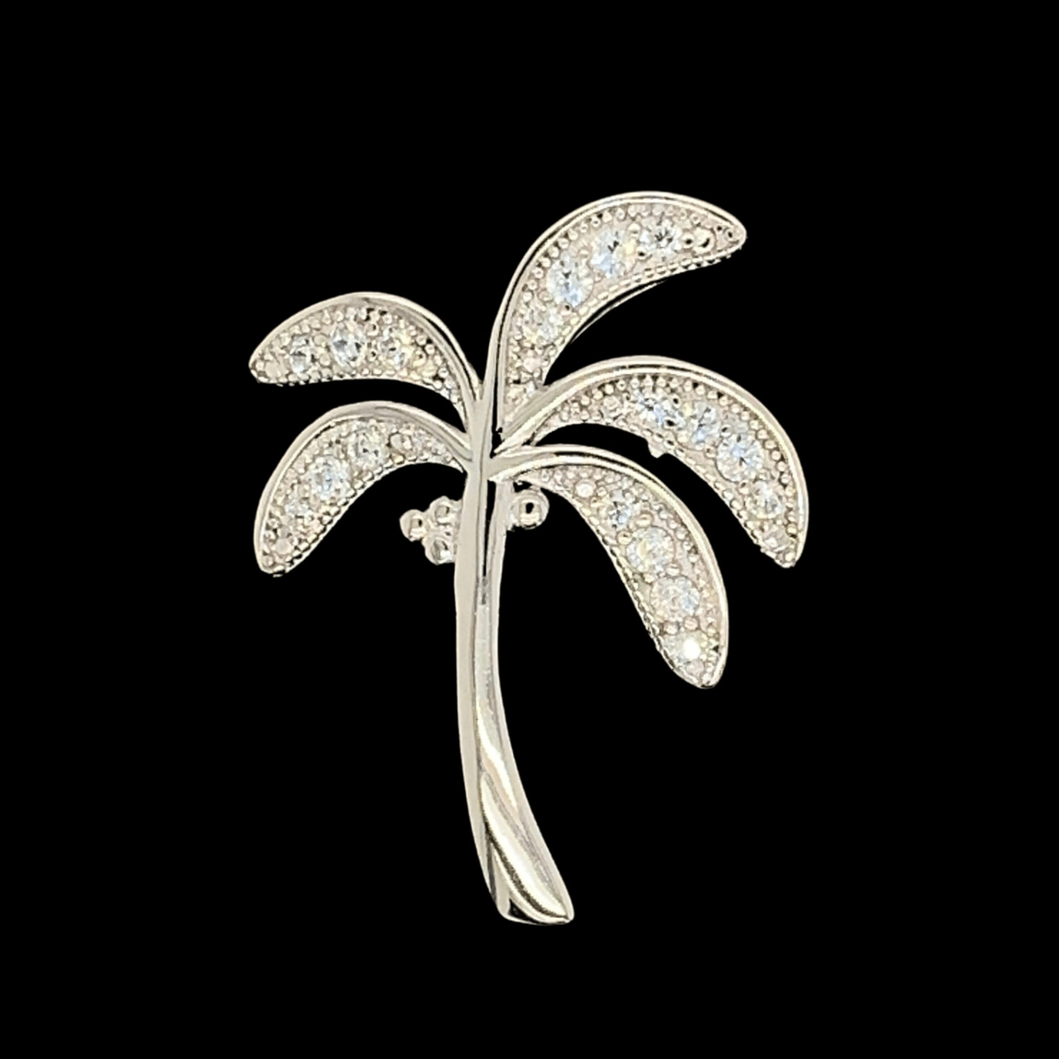 Sterling Silver & Cubic Zirconia Palm Tree Pendant