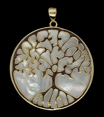 Gold Over Sterling Silver & Mother-of-Pearl Tree of Life Pendant