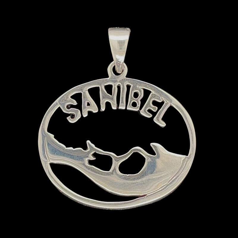 Sterling Silver Sanibel Island Charm (Large Oval)