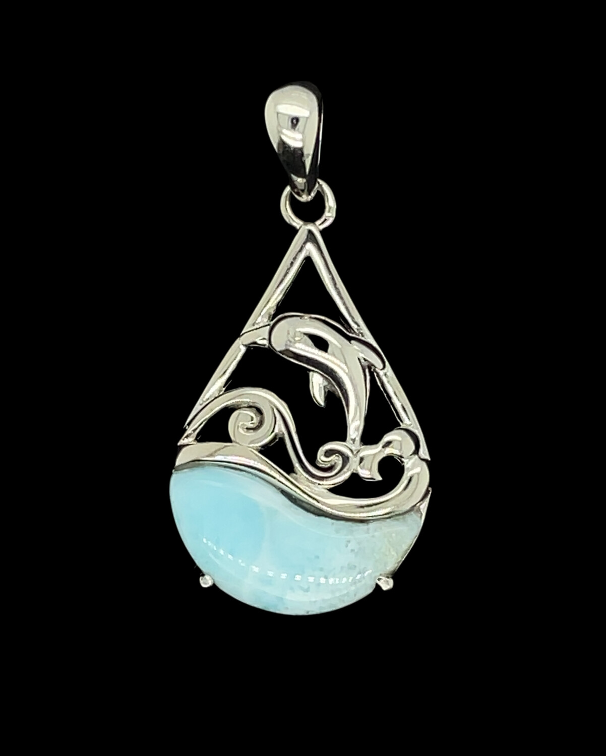 Larimar Dolphin Wave Pendant
