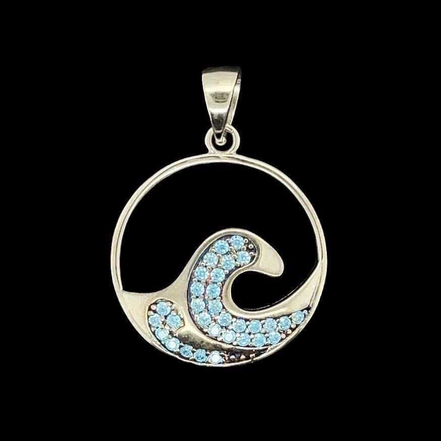 Blue Cubic Zirconia Wave Pendant