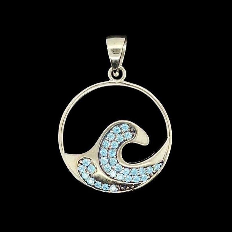Blue Cubic Zirconia Wave Pendant