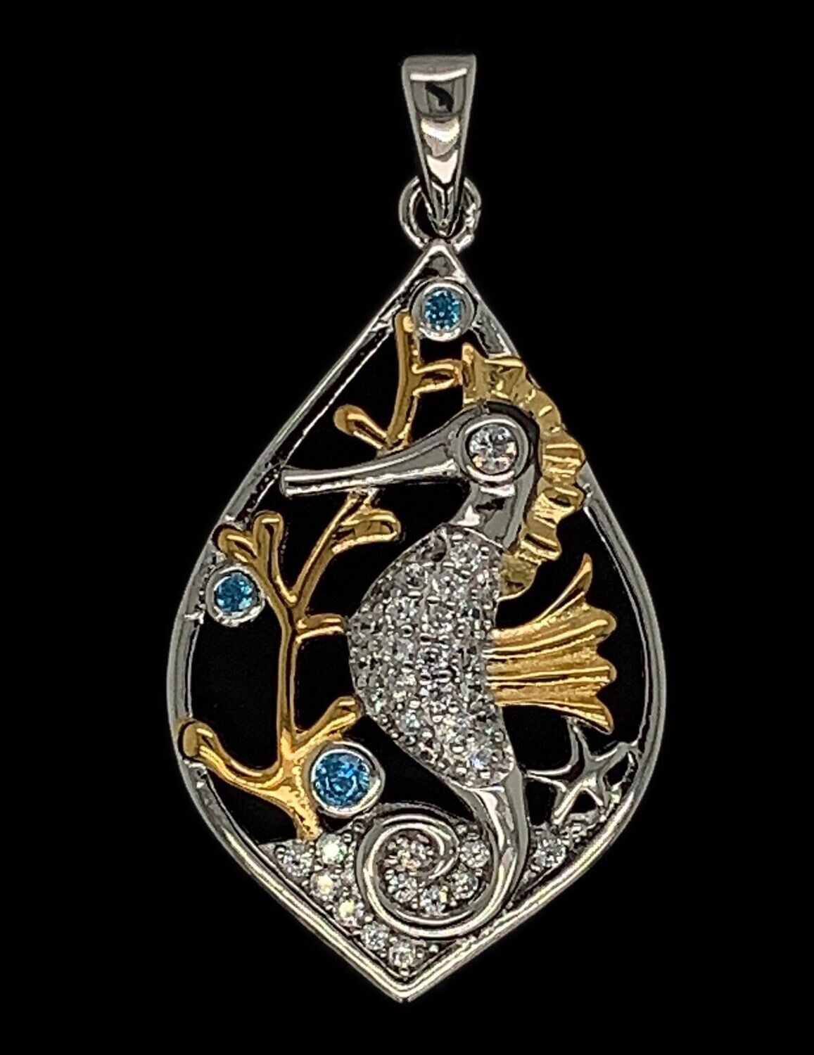 Cubic Zirconia Seahorse Pendant