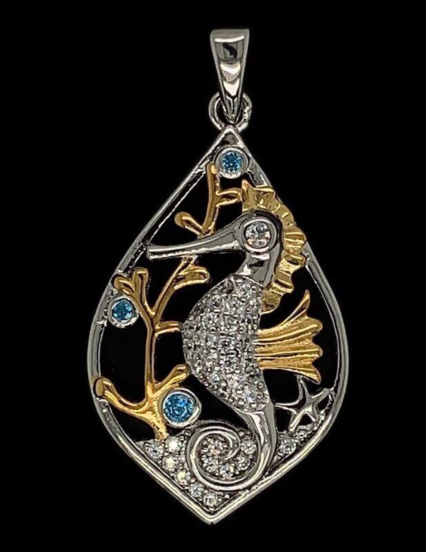 Cubic Zirconia Seahorse Pendant