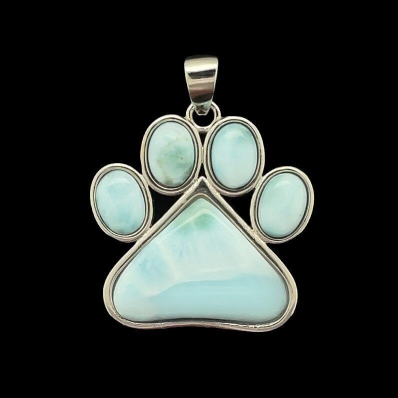 Larimar Paw Print Pendant