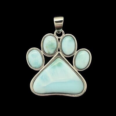 Larimar Paw Print Pendant
