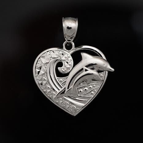 Sterling Silver Dolphin Heart Pendant